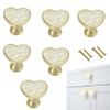 YYMSEN 6 Pcs Brass Knobs Drawer Pulls Handles Heart-Shaped Gold Cabinet knobs, Suitable for Bathroom Drawer Kitchen Door Pulls Handles Heart-Shaped Handles (White)