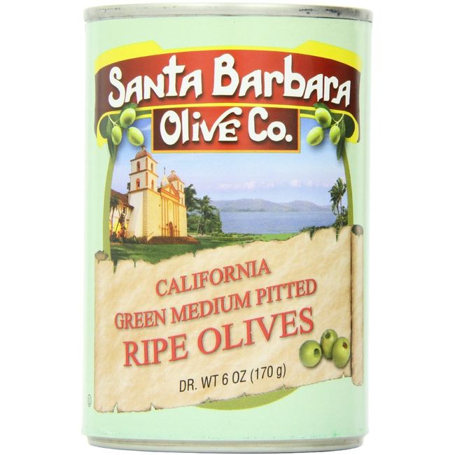 Santa Barbara California Green Olives - Pitted - Case of 12 - 5.75 oz.