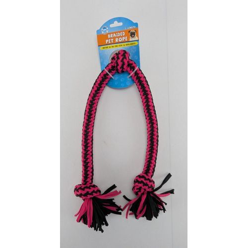 Brooklyn Pet Gear Braided Rope 3' Length Non-Toxic Tug Toss Dental Benefit Pink