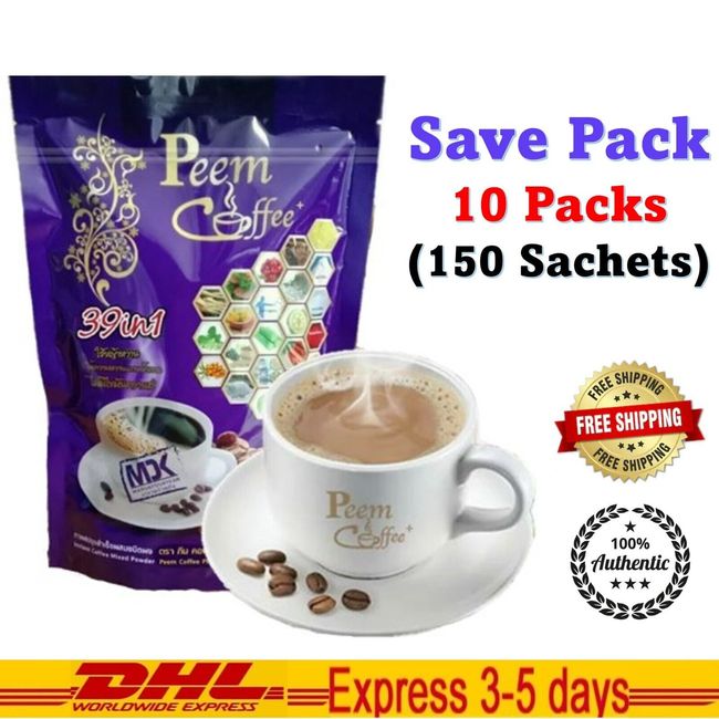 10 X New Peem Coffee Plus Herbs 39 in 1 Instant Healthy Powder Sugar Free