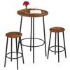 3 Piece Pub Dining Set Counter Height Bar Table and Chairs Easy Assembly Brown