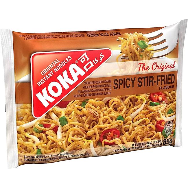 Koka Oriental Style Instant Noodles - Pack of 30 | Stir-Fry Flavour - Quick Snack or Meal Accompaniment - Ready in 2 Minutes - 85g Each