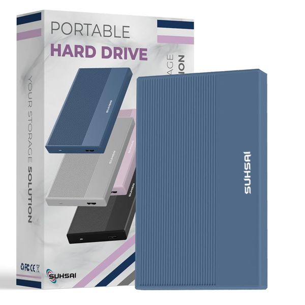 SUHSAI external hard drive 320GB Backup Data Storage HDD - 2.5" Memory Expansion Portable Hard Drive USB 3.0 Ultra Slim hard drive Compatible with Mac, Desktop, PC, PS4, PS5, Xbox One (Navy Blue)