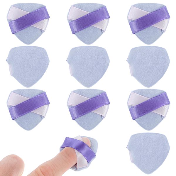 Molain 10 PCS Mini Makeup Puff Triangle Makeup Puff Finger Soft Makeup Puff Setting Sponge Mineral Powder Body Powder Cosmetic Foundation Cosmetic Finger Puff for Women(Purple)