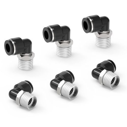 EterMutable 6Packs 3/8" OD Tube x 1/2" NPT Thread Elbow Push to Connect Fittings,Pneumatic Male Quick Connect Air Line Hose Fittings Accessories