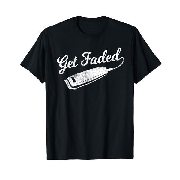 Vintage Distressed Barber T-Shirt - Get Faded Script Tail Te