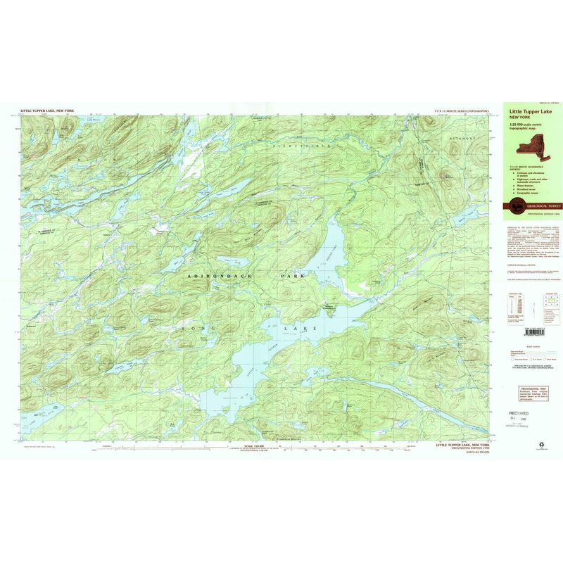 YellowMaps Little Tupper Lake NY topo map, 1:25000 Scale, 7.5 X 15 ...
