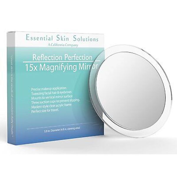 15X Magnifying 6" Mirror with Suction Cups for Up Close Viewing