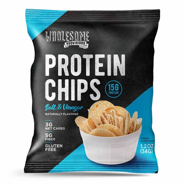 Protein Chips, 14g Protein, 3g-4g Net Carbs, Gluten Free, Keto Snacks, Low Carb Snacks, Protein Crisps, Keto-Friendly, Made in USA (Sea Salt Vinegar, 4 Pack)