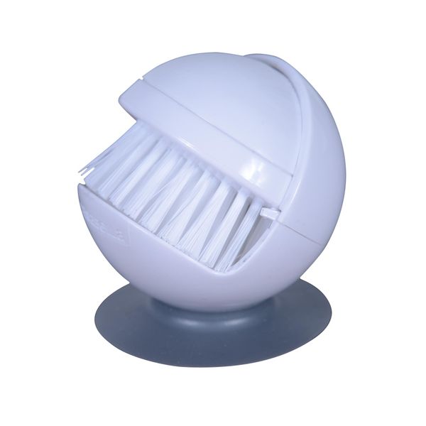 Casabella Get a Grip Palm Brush with Suction Base, White