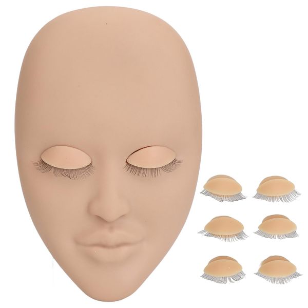 Lash Mannequin Head, Soft Touch Lash Mannequin Face, Makeup Soft Touch Rubber Eyelash Extension Supplies Training Mannequin Flat Head Practice for Doll Face Head (Skin Color)