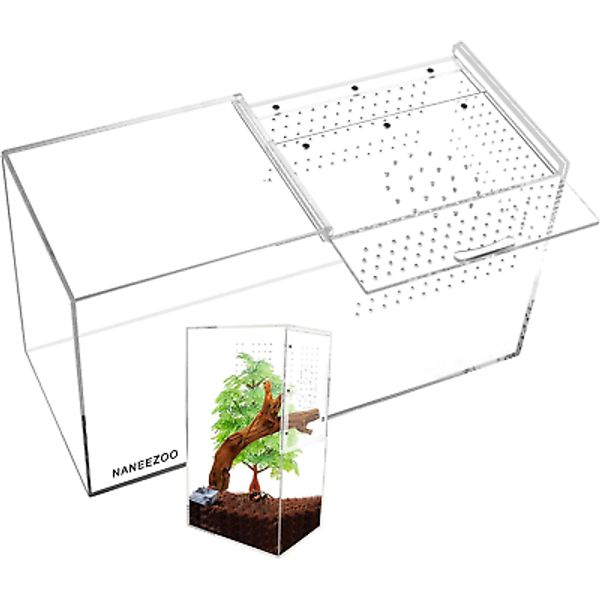 Acrylic Reptile Terrarium Enclosure, 14”X6”X8” Tarantula Enclosure with Magnetic