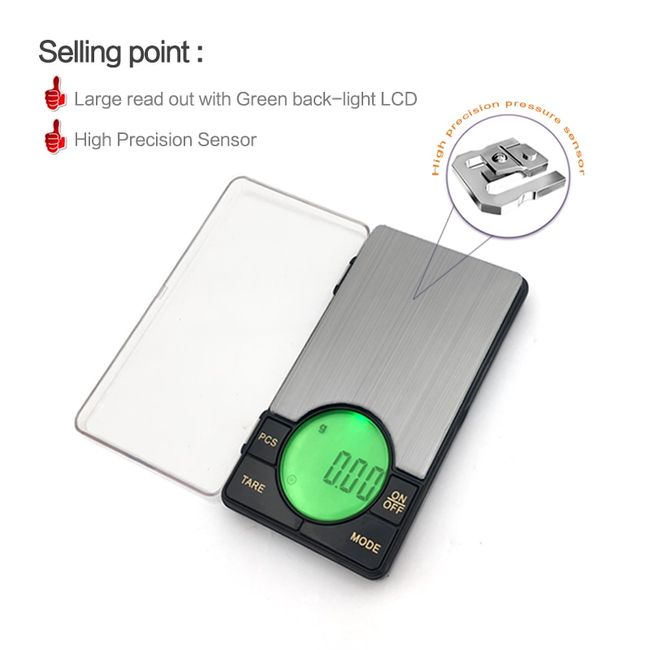 Digital Pocket Scale 500g Capacity x 0.01g Detail with Large 1/2 Backlit  Digits