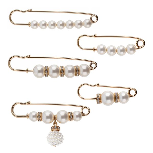 5 Stück Strass Sicherheitsnadeln, Niedliche Perlen Broschennadeln für Damen, Faux Perlen Sicherheitsnadeln Taillenspanner, Sicherheitsnadel Brosche für Jean, Pullover, Schal, Röcke