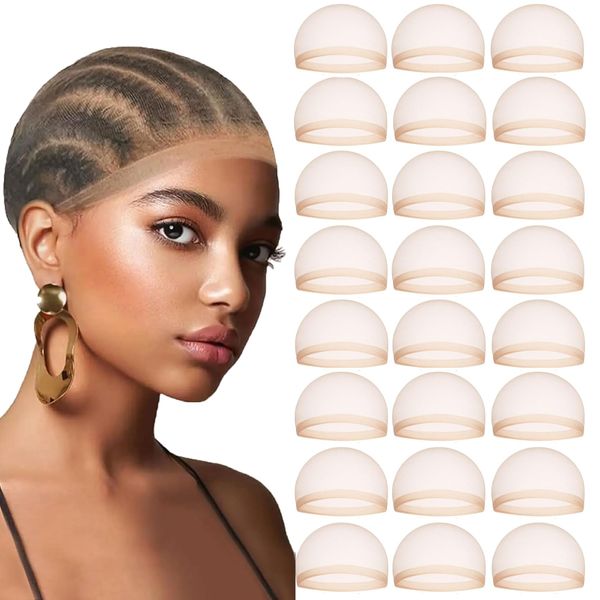 Missbiencia Skinlike Real HD Wig Cap, 24 Pieces Invisible and Sheer Ultra Thin Breathable Stretchy Stocking Wig Caps for Women Lace Front Wigs