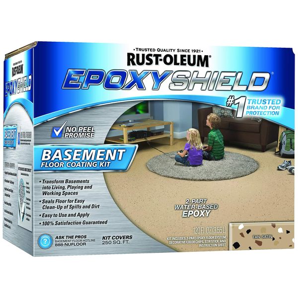 Rust-Oleum 203008 EPOXYSHIELD Basement Floor Coating, 120 Fl Oz, Tan