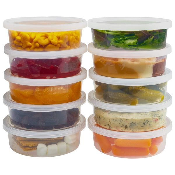 DuraHome - Deli Containers with Lids 8 oz. Leakproof - 40 Pack Plastic Microwavable Clear Food Storage Container/Slime Premium Heavy-Duty Quality, Freezer & Dishwasher Safe