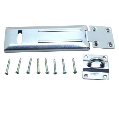 NU-SET Lock | 6" Single Hinged Hasp with Rolled Edges | Steel Hinged Hasp for Door Security | Home Improvement & Door Hardware (Gray)