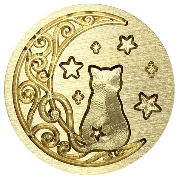 SREGIT Sealing Stamp Head [Variety of Designs] Sealing Wax 1.0 inches (25 mm) Head Only (03. Moonnight Cat)