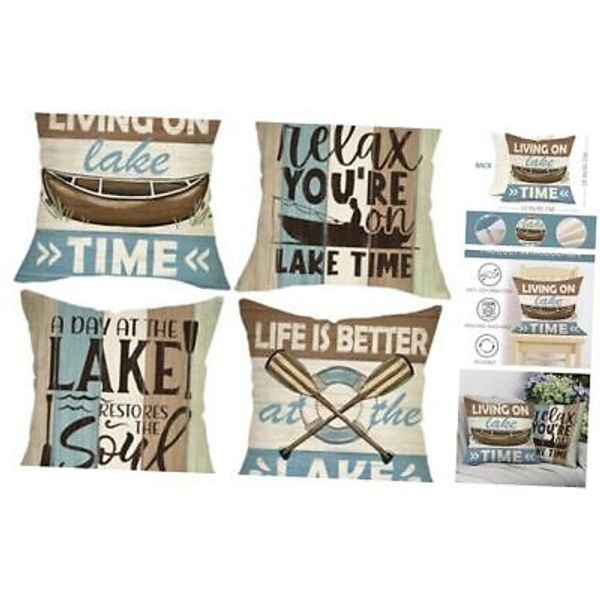 Life is Better at The Decorative Throw Pillow Covers 18" x 18" (Pack of 4) Lake