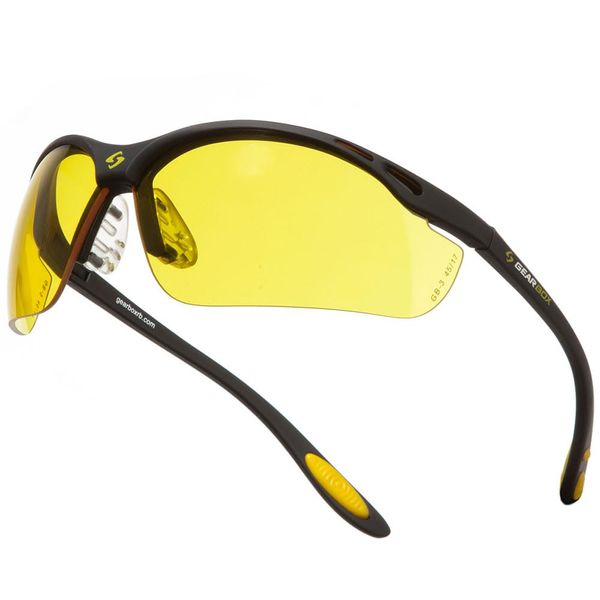 Gearbox Vision Eye Protection with Hard Case, Black Frame/Amber Lens