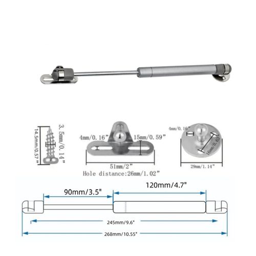 QLXHBOT Gas Struts10inch 100N/25lb for Cabinet Strut - Professional Cabinet Shocks and Gas Struts,Silver 2 Pcs