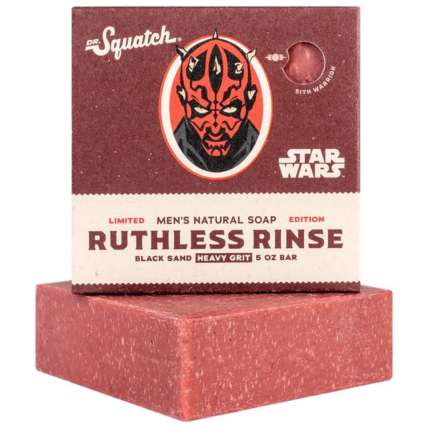 Dr. Squatch Mens Starwars Ruthless Rinse Soap – Limited! - Natural Exfoliating Soap Bar for Men with Volcanic Sand, Dragon Fruit and Coconut Oil – Bar Handmade in USA, Pack Of 1, 5 Oz