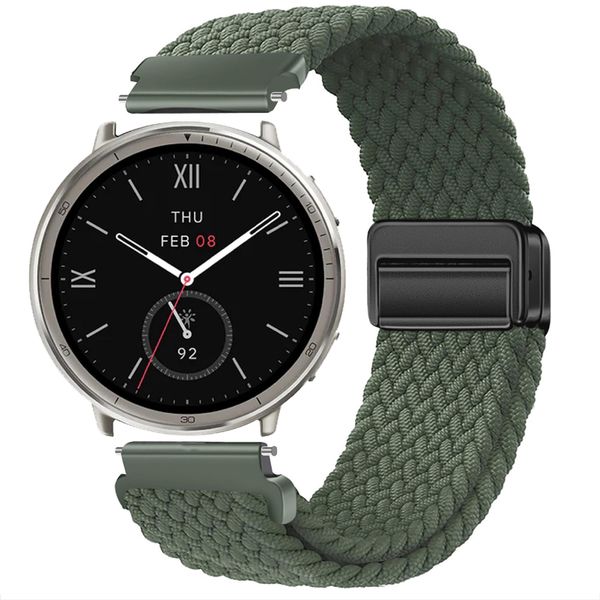 GIOPUEY Strap Compatible with Amazfit Active 2, Flexible Nylon Braided Strap Replacement [Unisex] - Green