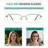 Eyekepper 5-Pack Metal Half-Rim Spring Hinges Reading Glasses Include Computer Readers +1.75