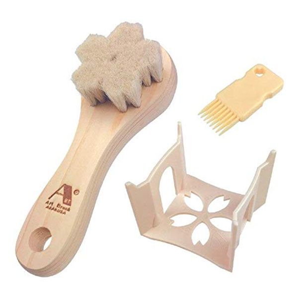 Art Brush Inc., Goat Wool Face Washer Brush Sakura with Stand, 1 Piece