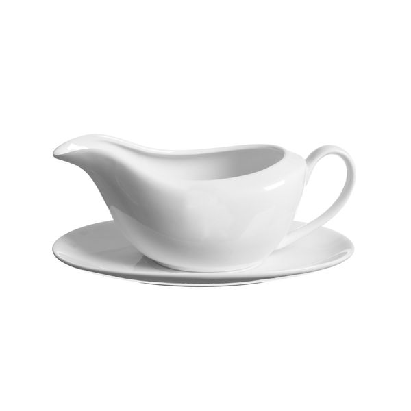 Price & Kensington Simplicity Gravy Boat and Saucer, White, 21.2 x 11.5 x 9.1 cm