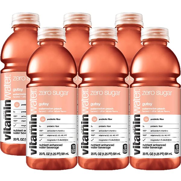 Vitamin Water Zero Gutsy Electrolyte Enhanced Bottled Water with Vitamins 20 Oz Bottles Pack of 6 Total of 120 Oz 20 Fl Oz Pack of 6