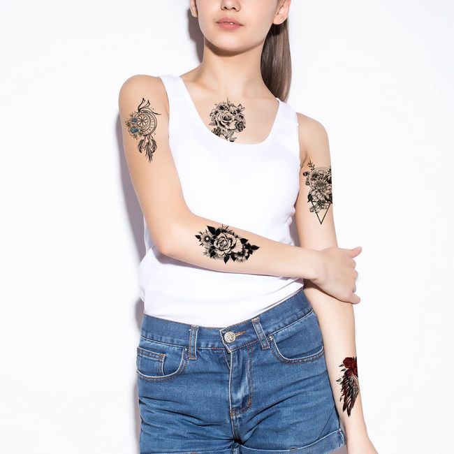 MASK WITH ROSES TATTOO FOR GIRL ON RIGHT SHOULDER TATTOO, by SHOULDER  TATTOOS