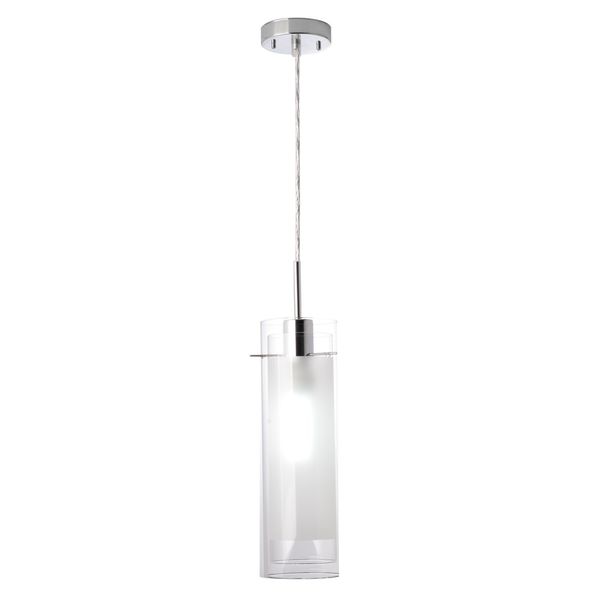 Globe Electric 64023 1-Light Pendant, Polished Chrome Finish, Clear Glass Shade with Frosted Glass Insert, Pendant Light Fixture, Adjustable Height, Light Fixture Ceiling Hanging, Bulb Not Included