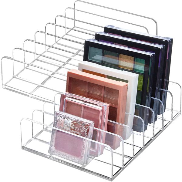 TUZAZO 2 Pack Acrylic Eyeshadow Palette Makeup Organizer - 7-Section Makeup Palette Organizer - Cosmetics Display Storage Holder for Eyeshadow Palettes Blush Contour Kits Sunglasses