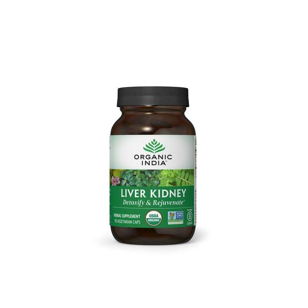 ORGANIC INDIA Liver Kidney Herbal Supplement - Detoxify & Rejuvenate, Supports Healthy Liver & Kidney Function, Vegan, Gluten-Free, Kosher, USDA Certified Organic, Non-GMO - 90 Capsules