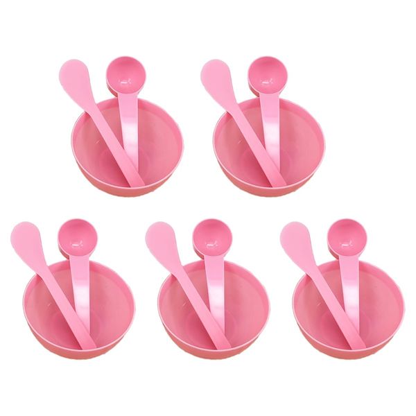 5 Sets Facial Mask Mixing Bowl with Spatula & Measuring Spoon Facemask Bowl Mud Mask Mixing Bowl DIY Skin Care Mixing Tool Kit for Lady Women Home Beauty Salon Use, Pink