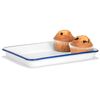 Red Co. 11" x 9" Enamelware Metal Classic 2 Quart Rectangular Serving Tray, Solid White/Navy Blue Rim