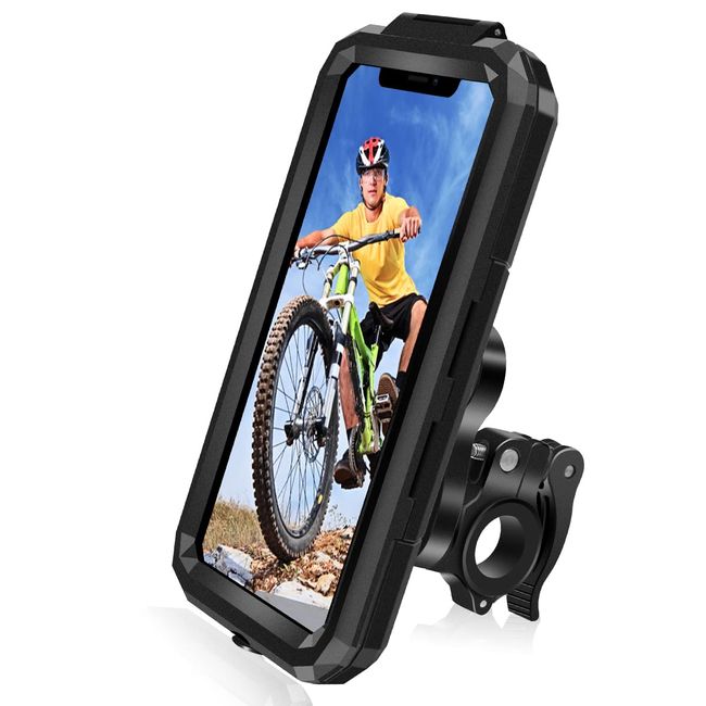 HNOOM Handyhalterung Fahrrad Wasserdicht Motorrad Handyhalter [1S Schnelle Demontage] Universal Motorrad Fahrrad Lenker Handy Halterung Mit 360° Drehbarer Für 5,5-6,8Zoll Smartphone (L, Schwarz)