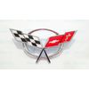 2PC 1997-2004 C5 Corvette Chrome Front Bumper Rear Deck Lid Cross Flags Emblem