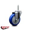 4 Inch Blue Poly Wheel Swivel 3/4 Inch Threaded Stem Caster Service Caster