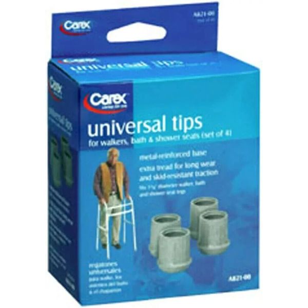 Carex Universal Tips For Walkers, Bath & Shower Seats, 4 count