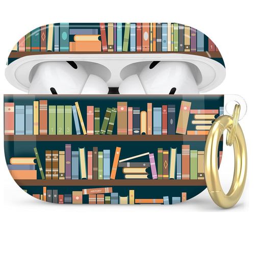 Compatible with AirPod Pro 2nd/1st Generation Case Cover with Key Chain,Full Protective Shockproof Wireless Headphone Case for Airpod Pro 2023/2022/2019(Library Books)