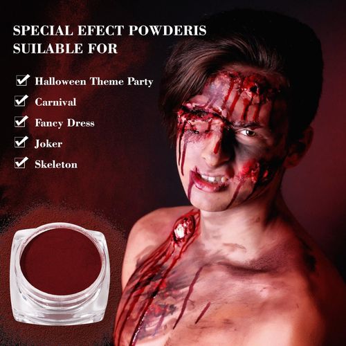 Fake Blood Magic Powder Artificial Blood Magic Powder, Halloween Makeup Special Effects, Water-Activated Powder Artificial Blood for Skin Washable for Halloween Makeup