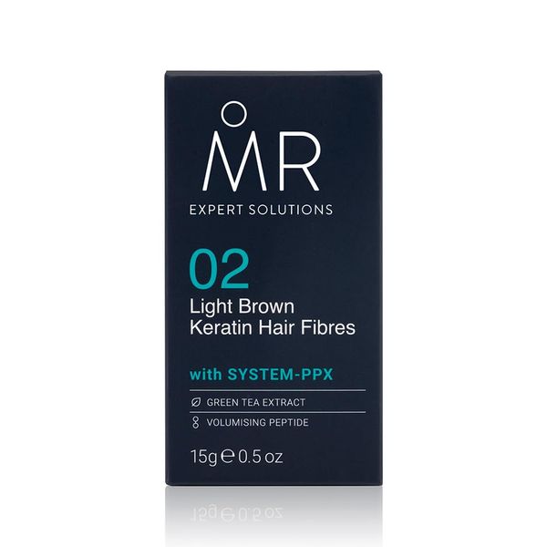 MR Light Brown Hair Fibres (15g). Hair Loss Concealer with System-PPX, Thinning Hair Concealer for Bald Patch Cover Up, Hair Fibres Light Brown, Hair Thickener for Men, Hair Texture Powder