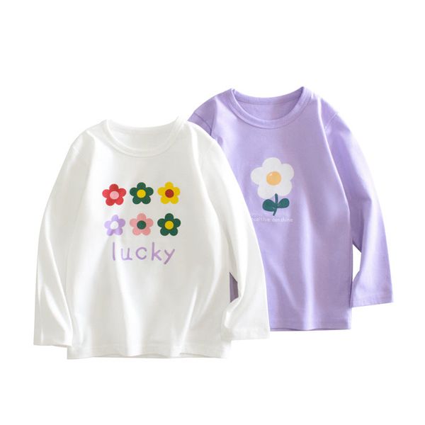 Baby Girl Floral Print Pattern Long Sleeve Autumn Cotton Shirt - Purple / 100 (2-3Y)