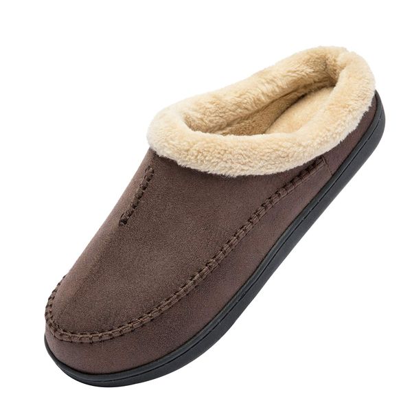 DEENOR Room Shoes, Men's, Slippers, Warm, Winter Sandals, Boa Included, Room Slippers, Warm, Anti-Slip, Easy to Put On Crouch, Indoor/Outdoor Shoes, coffee