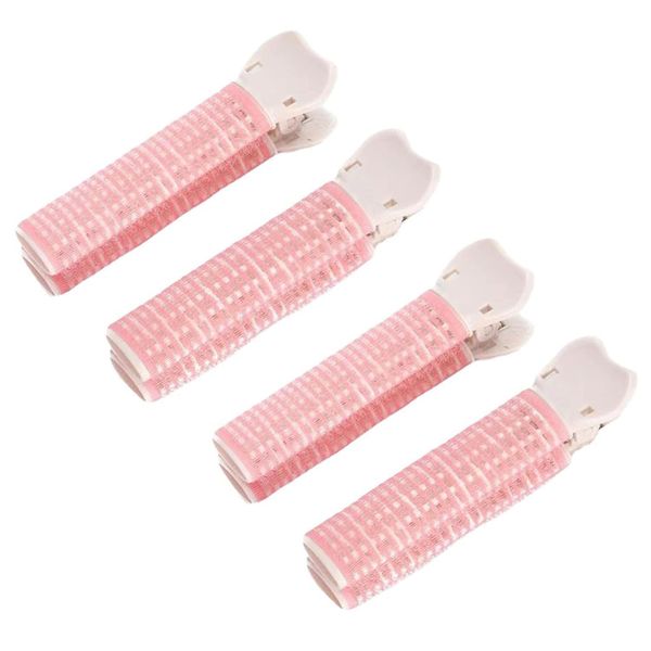 4PCS Pink Hair Rollers with Clip Volumizing Bangs Curler DIY Styling Accessories Tool Portable Self Grip Volume Hair Root Clips, Hair Rollers, Styling Tools(ZS529)