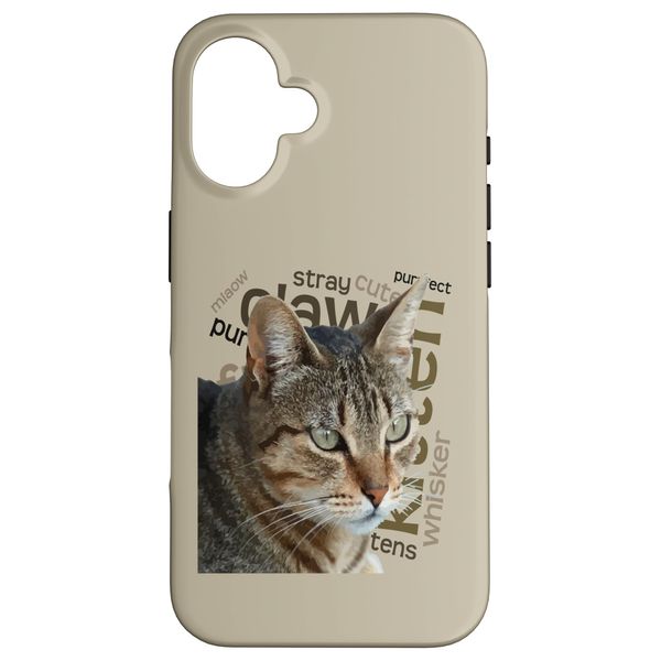 Stunning Tabby Cat With Cat Related Word Collage Background Case for iPhone 16