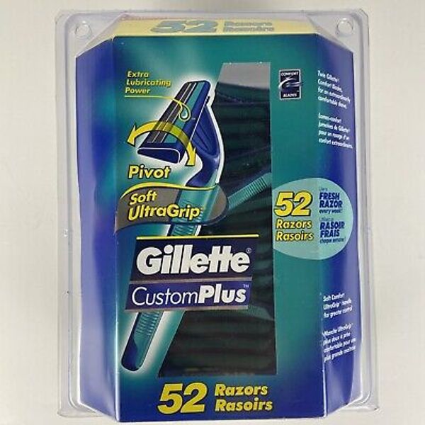 Gillette Custom Plus Box Disposable Men's Razors - Open Box Contains 49 Razors
